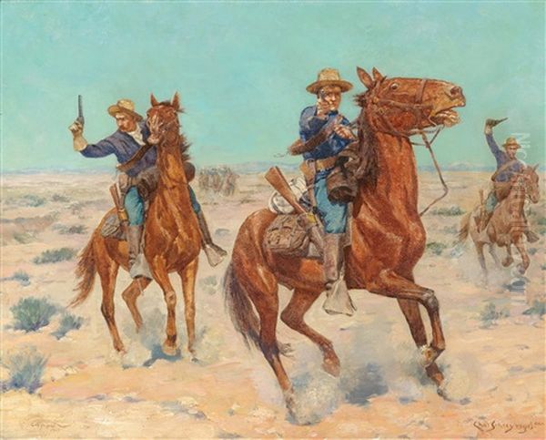 Pickets Oil Painting by Charles Schreyvogel