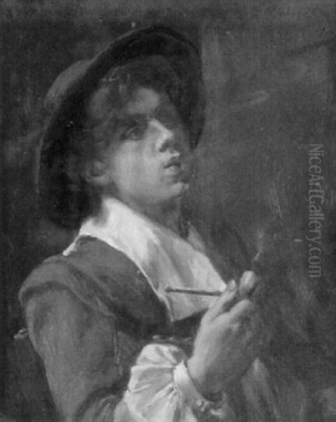 Der Junge Pfeifenraucher Oil Painting by Albert Friedrich Schroeder