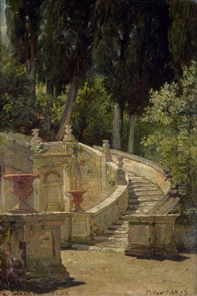 Treppenaufgang Im Park Der Villa D'este Oil Painting by Hans Rudolf Schulze