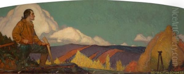 Washington The Surveyor, Historical Mural Oil Painting by Remington Schuyler