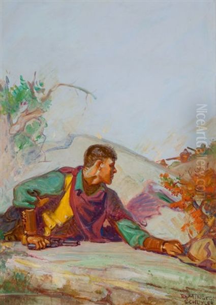 The Battle, Pulp Cover Oil Painting by Remington Schuyler