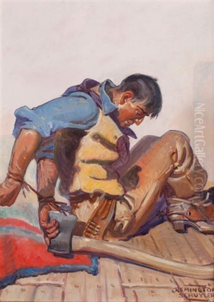 Cutting The Ties, Pulp Cover Oil Painting by Remington Schuyler