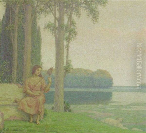 Shepherdess Oil Painting by Andrew Thomas Schwartz