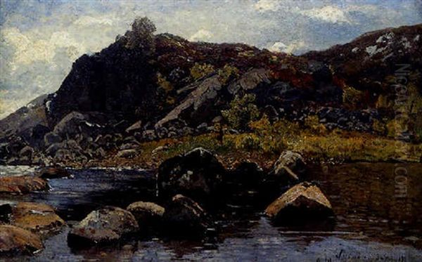 Skandinavische Landschaft, Svenor Oil Painting by Adolf Gustav Schweitzer