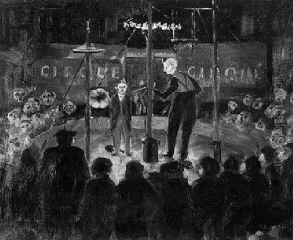 Zirkus Im Fischerdorf (sudfrankreich) Oil Painting by Karl Schwesig