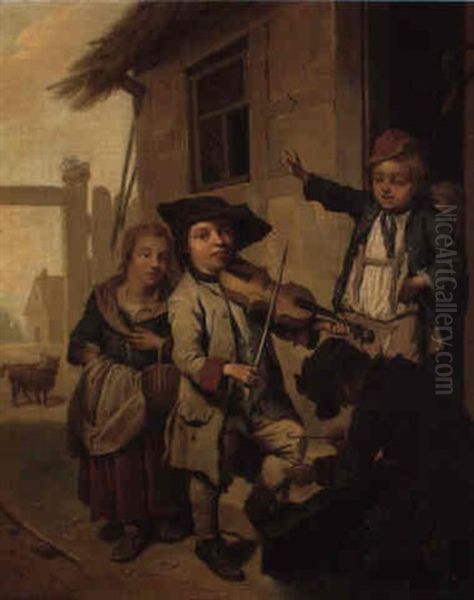 Die Bettelmusikanten Oil Painting by Johann Conrad Seekatz
