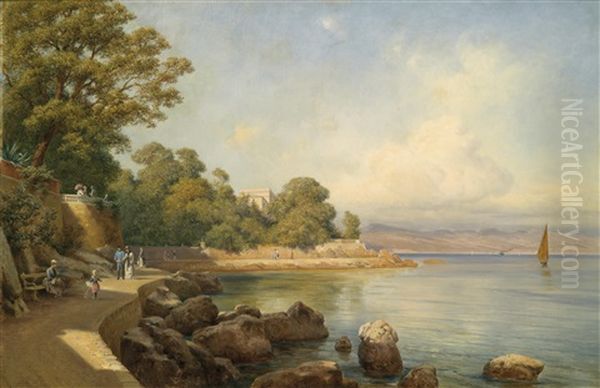 Promenade An Sudlicher Kuste Oil Painting by Gottfried Seelos