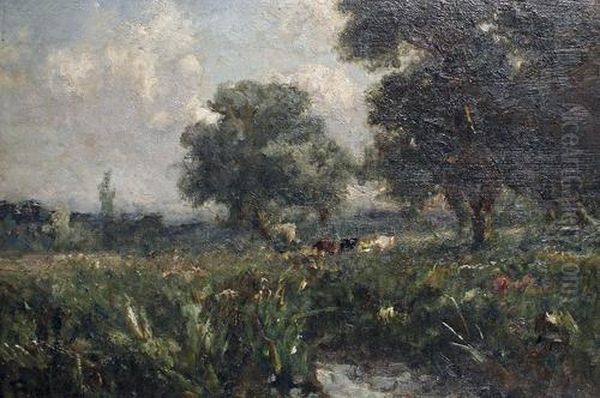 Cattle In A Summer Landscape Oil Painting by George Boyle