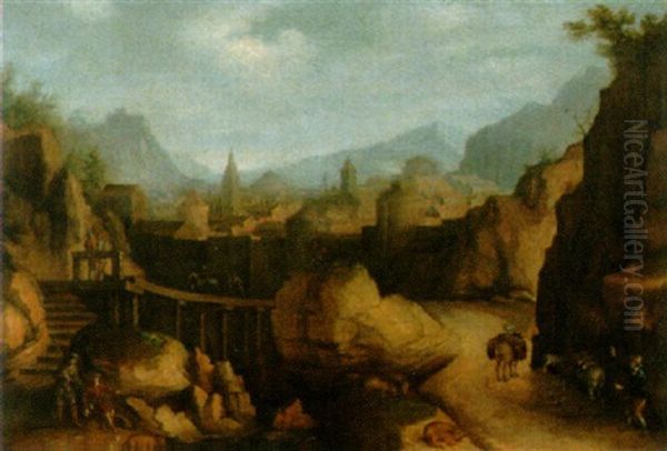 Landschaft Mit Einer Stadt Oil Painting by Hercules Seghers