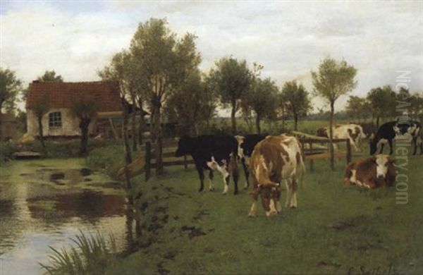 Kuhe Auf Der Weide Oil Painting by Carl Seibels