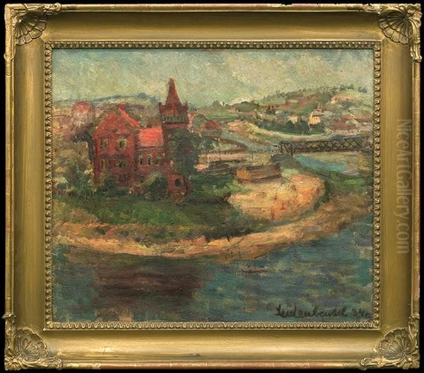 View Of The Vistula River And The Bridge In Krakow Oil Painting by Efraim Seidenbeutel