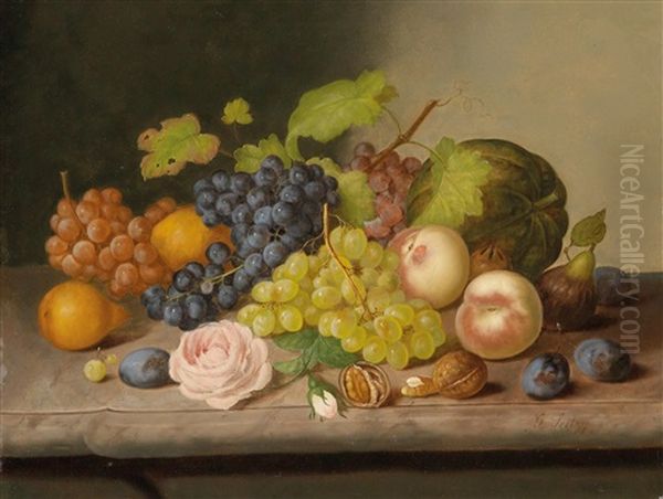 Stillleben Mit Nussen Oil Painting by Georg Seitz