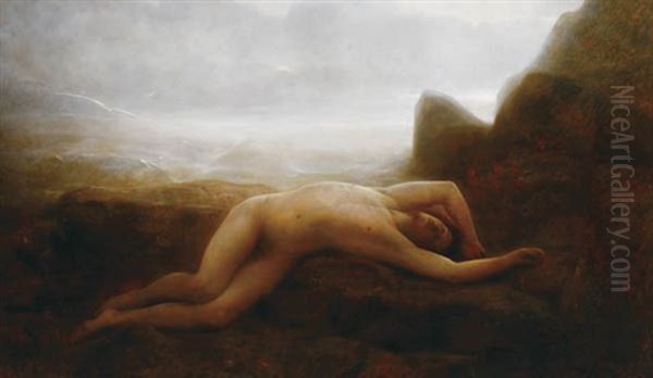 The Death Of Leander Oil Painting by Charles Sellier