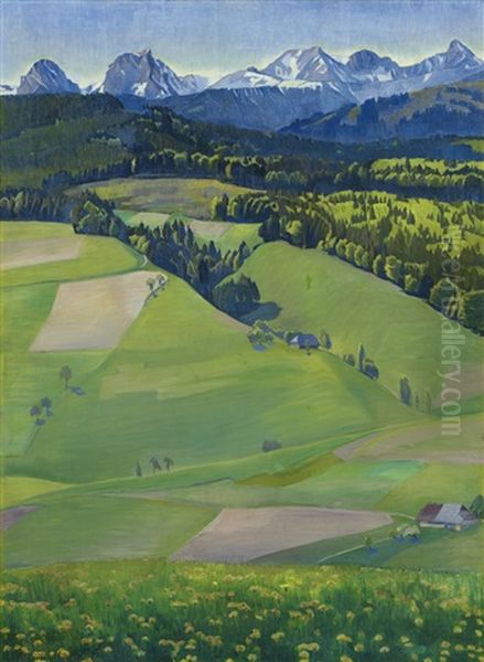 Blick In Die Berner Alpen Oil Painting by Traugott Senn