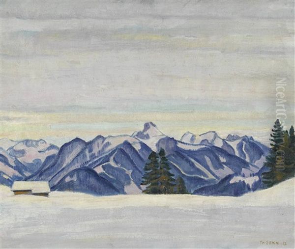 Rueblihorn Bei Saanen Oil Painting by Traugott Senn