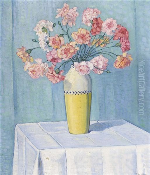 Stillleben Mit Nelken Oil Painting by Traugott Senn