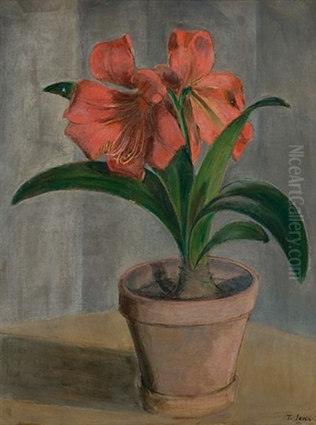 Amaryllis Oil Painting by Traugott Senn