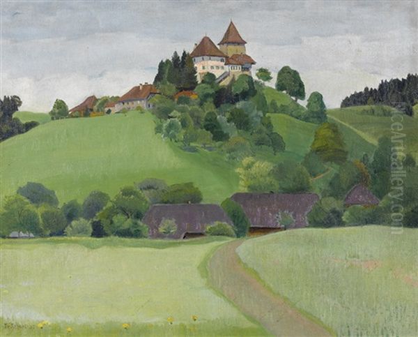 Sommerliche Landschaft Mit Schloss Worb Oil Painting by Traugott Senn