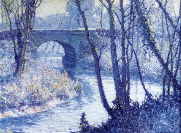 Effet De Lumiere Autour D'un Pont Et D'un Cours D'eau Oil Painting by George E. Senseney