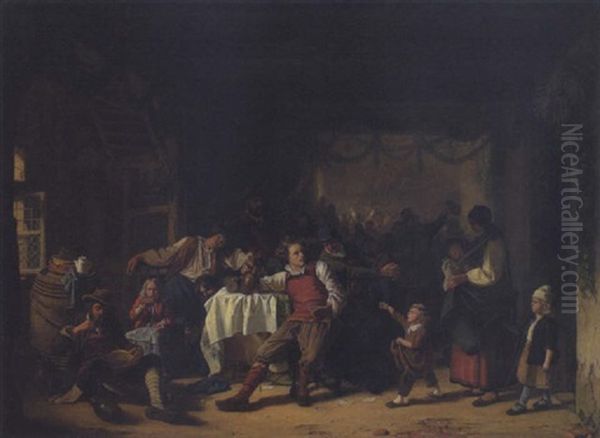 Dorffest In Der Bauernschenke Oil Painting by Eduard Gustav Seydel