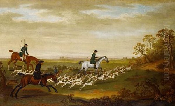 Huntsmen And Their Hounds In An Extensive Landscape Oil Painting by James Seymour
