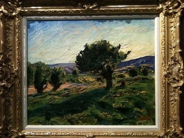 Winterliche Niederrheinlandschaft Oil Painting by Rene Auguste Seyssaud