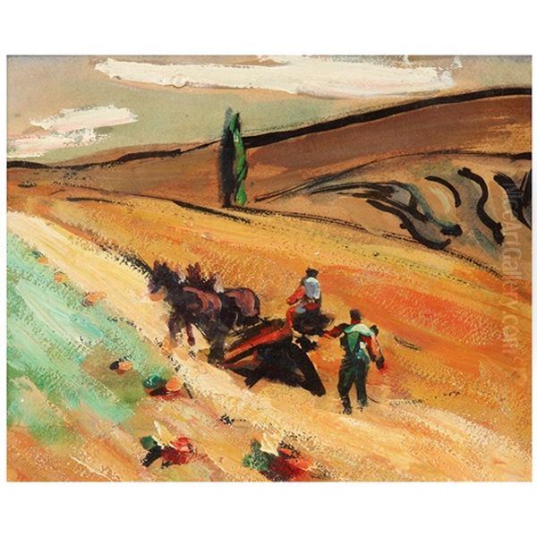 Les Laboureurs Oil Painting by Rene Auguste Seyssaud
