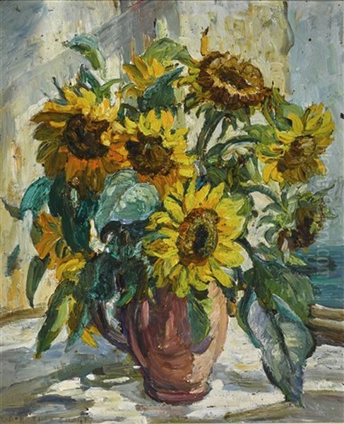 Sunflowers Oil Painting by Dorothea Sharp