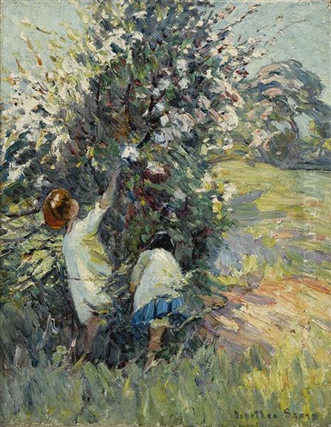 Children Picking Blossoms Oil Painting by Dorothea Sharp