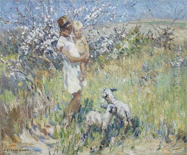 Springtime There Is An Unfinished Composition On The Reverse Oil Painting by Dorothea Sharp