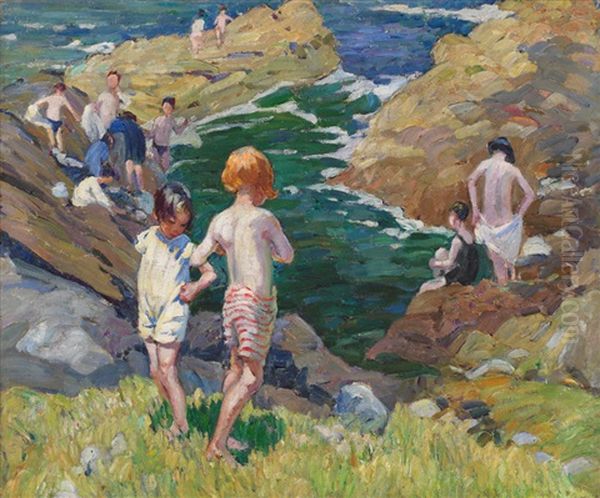 Cornish Coast / Cornish Rocks (verso) Oil Painting by Dorothea Sharp