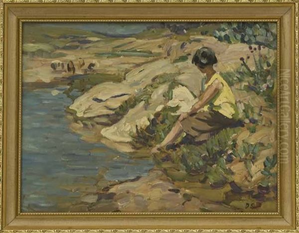Woman Washing, Vence, France Oil Painting by Dorothea Sharp