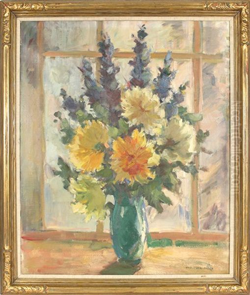 Floral Still Life By A Window Oil Painting by Dorothea Sharp