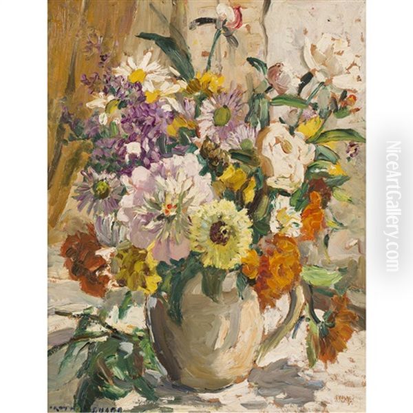 A Still Life Of Mixed Flowers Oil Painting by Dorothea Sharp