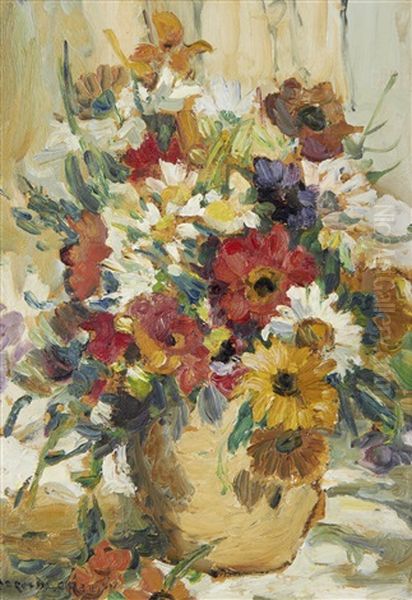 Mixed Flowers In A Vase Oil Painting by Dorothea Sharp