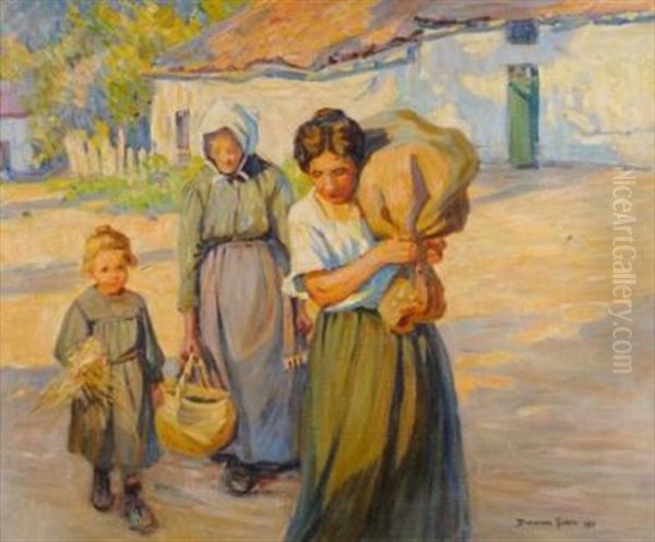 Return From The Fields Bears Oil Painting by Dorothea Sharp