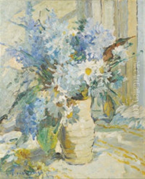 Delphiniums Oil Painting by Dorothea Sharp