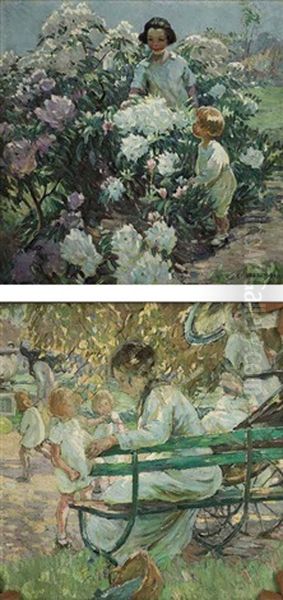 In The Garden (+ Summer In The Park, Verso) Oil Painting by Dorothea Sharp