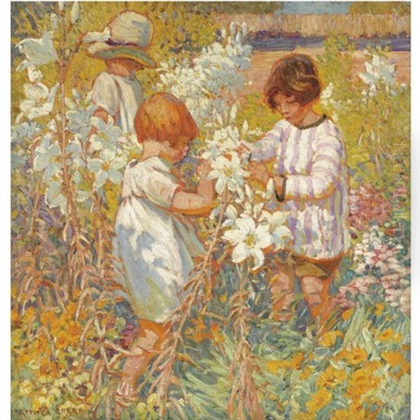 In The Lily Garden (+ On The Sand Dunes, Verso) Oil Painting by Dorothea Sharp
