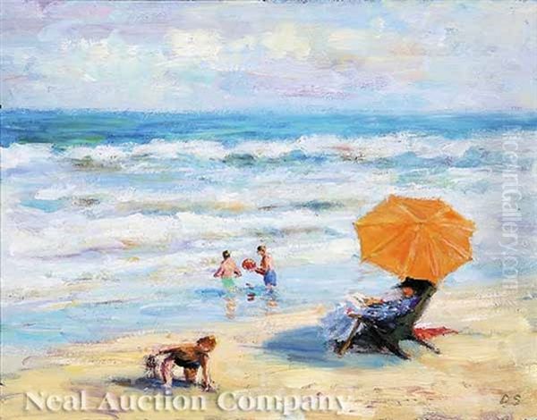 The Orange Umbrella Oil Painting by Dorothea Sharp