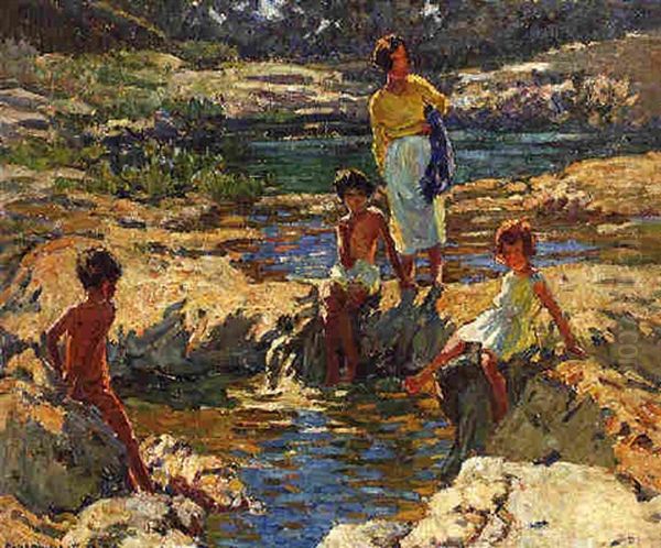 By The Rock Pool Oil Painting by Dorothea Sharp