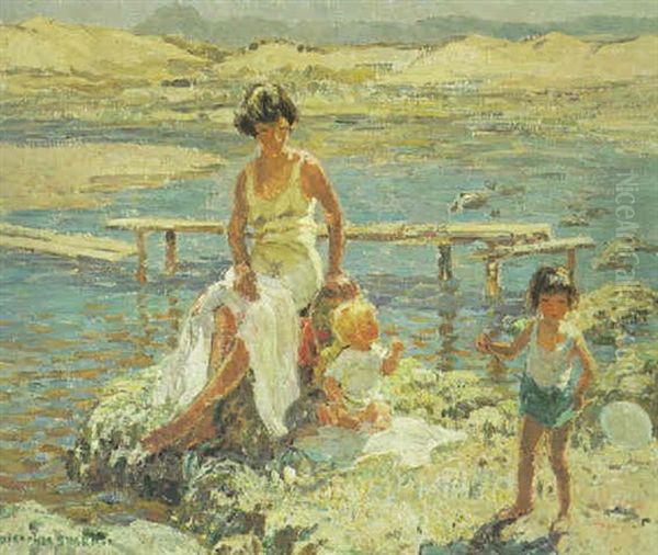 On The Jetty Oil Painting by Dorothea Sharp