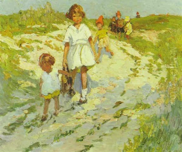 Children In Sunshine Oil Painting by Dorothea Sharp