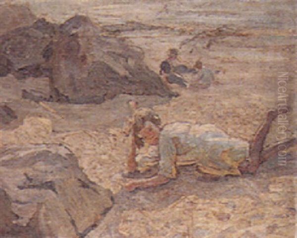 A Sunny Day On The Beach Oil Painting by Dorothea Sharp