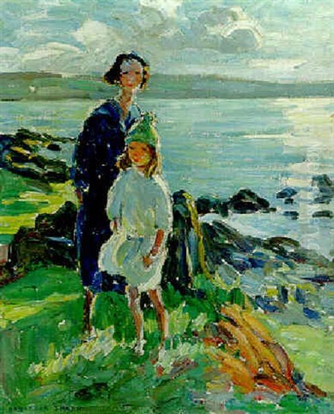 Two Girls By The Sea Oil Painting by Dorothea Sharp