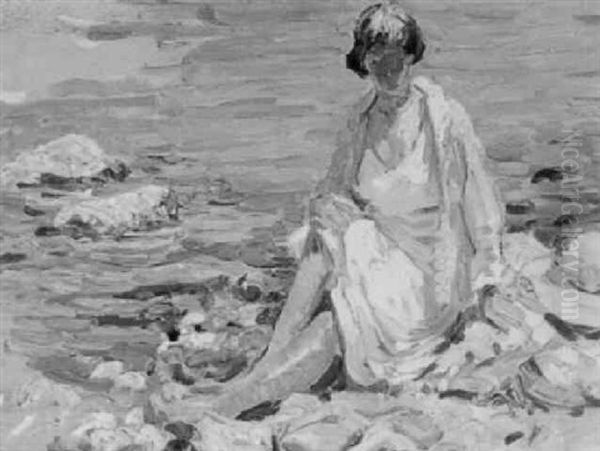 A Woman On The Beach Oil Painting by Dorothea Sharp
