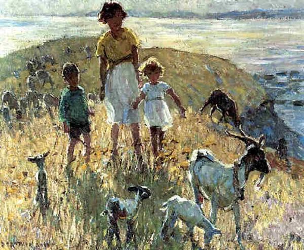 The Young Goatherders Oil Painting by Dorothea Sharp