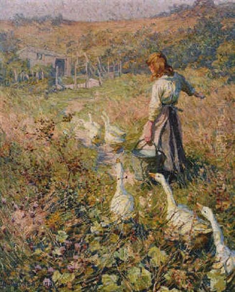 Feeding The Geese Oil Painting by Dorothea Sharp