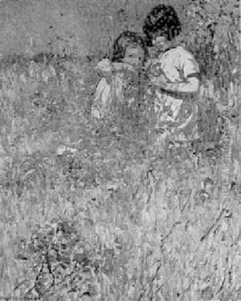 Two Girls In A Meadow Oil Painting by Dorothea Sharp