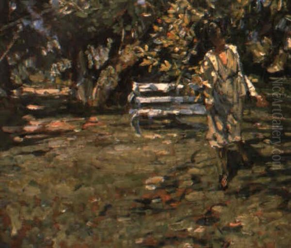 In A Dorset Garden Oil Painting by Dorothea Sharp